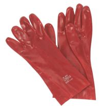 Handschoen PVC rood 35 cm.